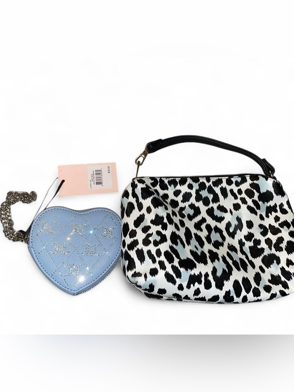 Leopard Print Wristlet Clutch in Black and White